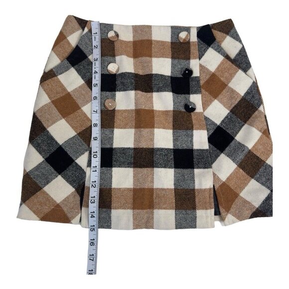 Forever 21 Skirt Womens Small Brown Plaid Mini Pockets Button Front Business - Picture 10 of 13